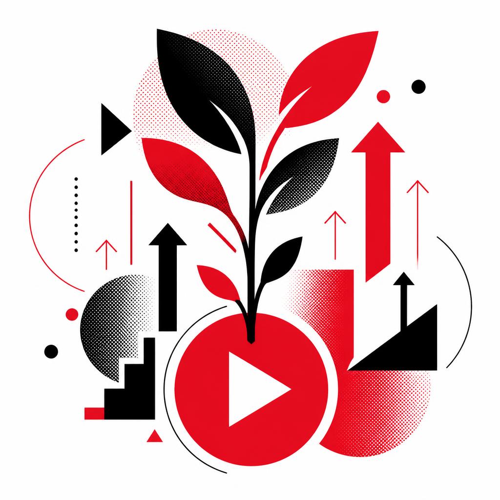 Abstract illustration of a plant growing out of a play button
